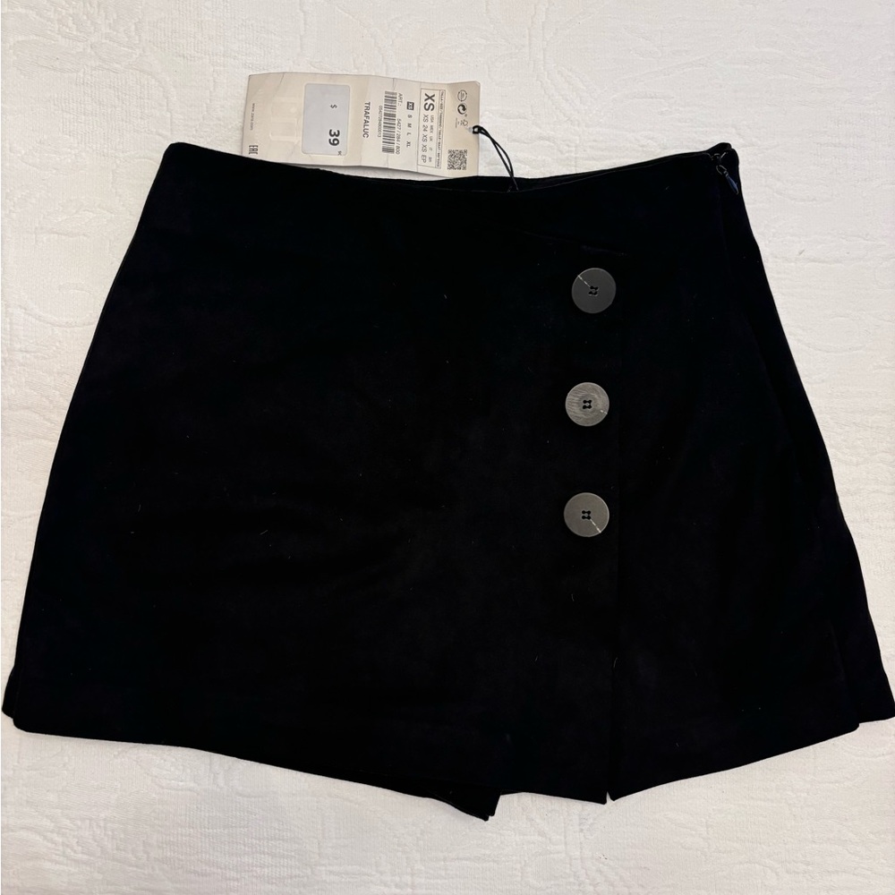 Zara Black Skort with Button Detail